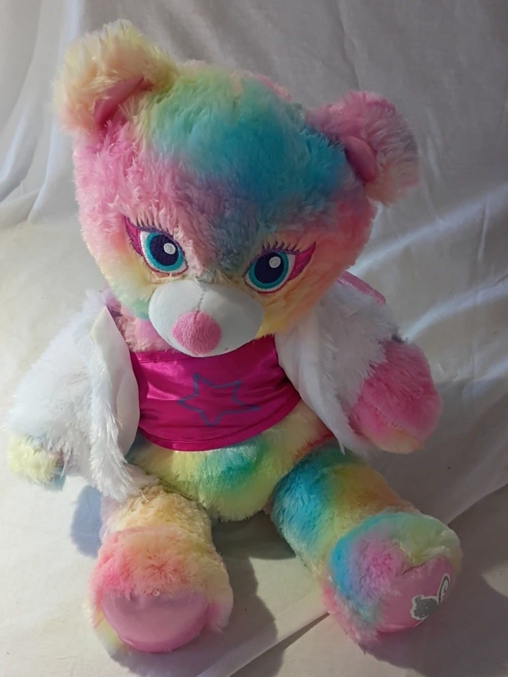 EUC Build-A-Bear Beary Fairy Friends Pastel Teddy Bear Wings And Fur Shirt 2023